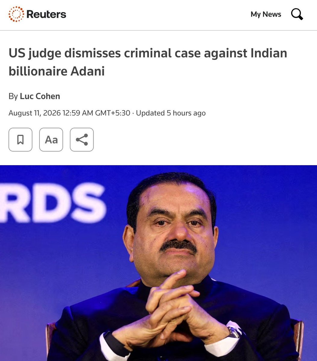 p99925's tweet photo. Closure of a major legal proceeding allows attention to return to business fundamentals and execution. #AdaniCaseDismissed https://t.co/TmkK65XIeI