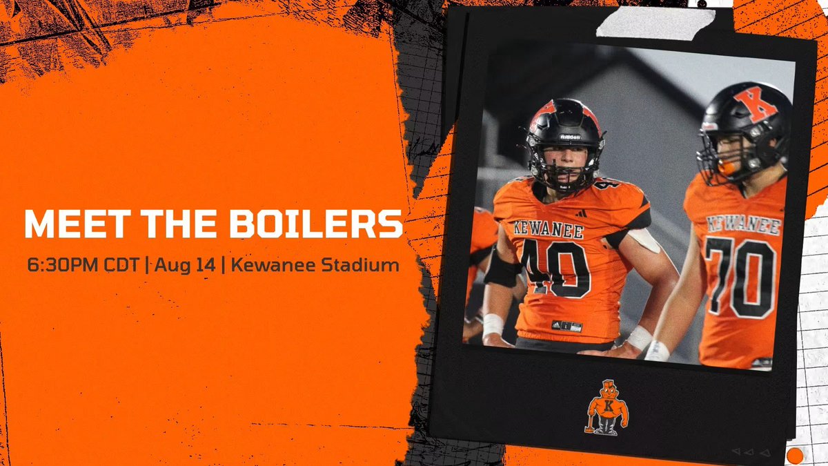 Coach_Powell01's tweet photo. Fire me up!! ⚒️🟠 Go Boilers!! 

Graphics credits: Mr. Throneburg, Kewanee High School, &amp; Kewanee Athletics https://t.co/uBH1OoF20W