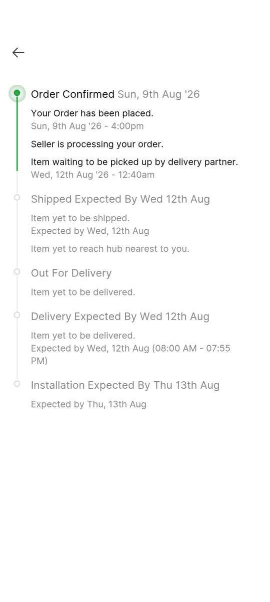 levimassed's tweet photo. Worst delivery experience! Order promised for Aug 10 is now pushed to Aug 12. Another order due Aug 12 hasn’t even been processed. This isn’t a delivery issue, it’s a complete failure in order management and maintenance. Worst experience! 😡

@flipkartsupport @Flipkart https://t.co/49yjYLiMEV