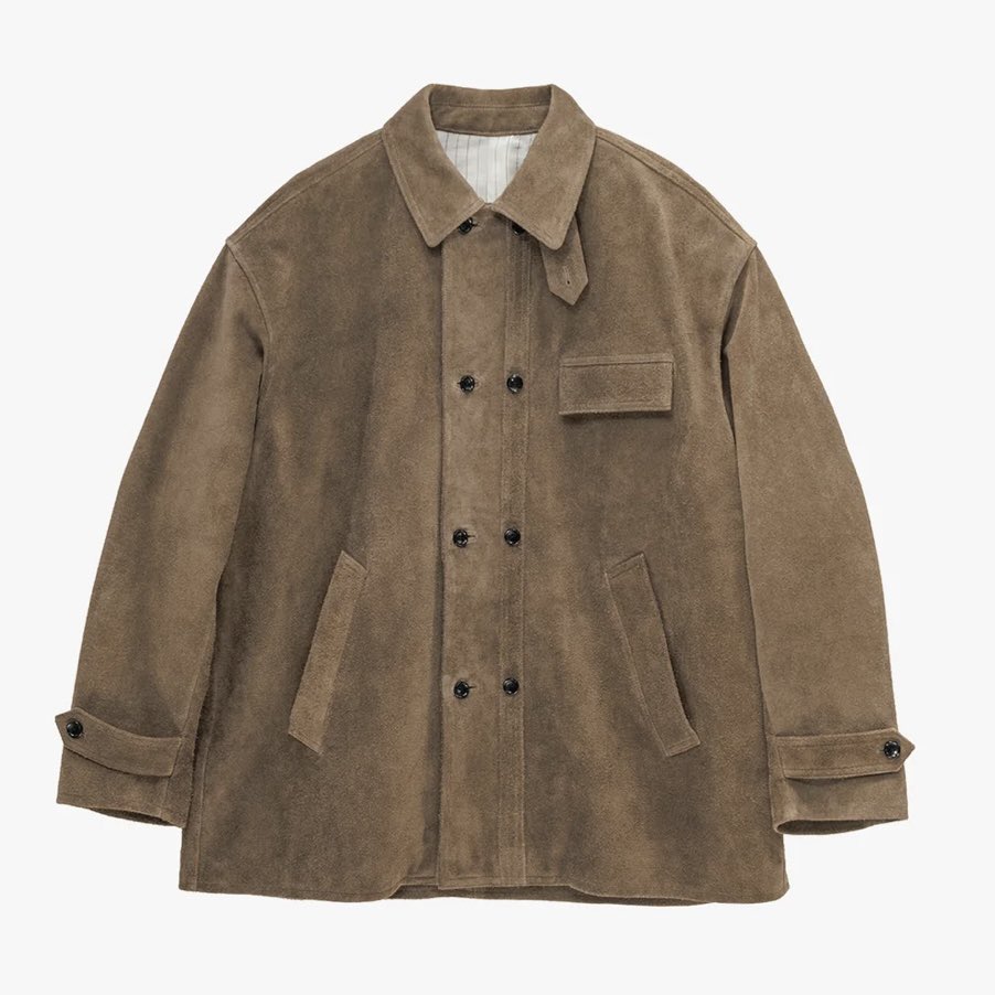 jingooooo1's tweet photo. Graphpaper 26AWの「Corbusier Jacket in Hairy Suede」。コルビジェジャケットは本来レザーだけどこれはスエードで作られてて、これはこれでいいなあ。 https://t.co/ixYXW5xaMm