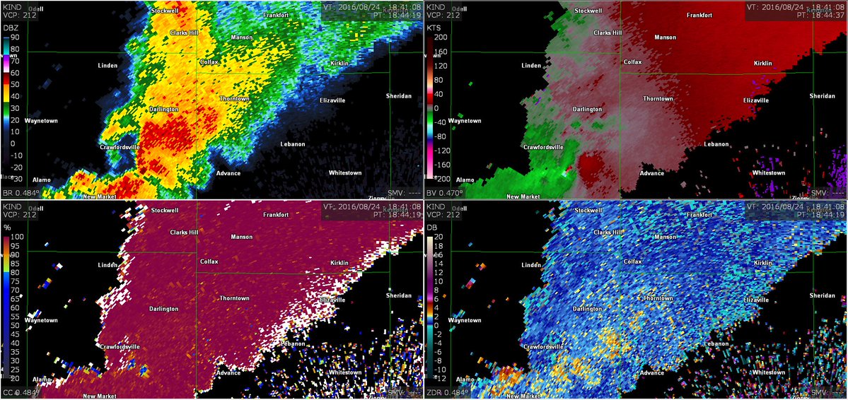 weather_history's tweet photo. August 24, 2016:

A "surprise" outbreak (the SPC did not have a tornado risk in-place until the event was ongoing) impacted several Midwestern states and southern Ontario. Two dozen twisters were confirmed, the strongest of which was a pair of EF3s in Indiana.

#wxhistory https://t.co/hGftbGa032