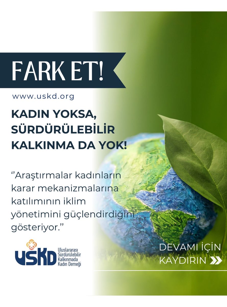 Uskdglbl's tweet photo. Kadın Yoksa, Sürdürülebilir Kalkınma da Yok!

Araştırmalar kadınların karar mekanizmalarına katılımının iklim yönetimini güçlendirdiğini gösteriyor. https://t.co/Wp5QudKycG
