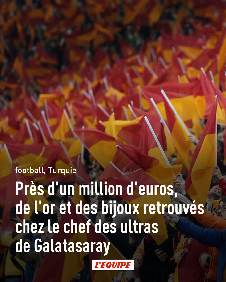 lequipe's tweet photo. Une perquisition menée chez le chef des ultras de Galatasaray a permis à la police turque de trouver près d'un million d'euros à son domicile. Il est par ailleurs accusé de vente de billets sur le marché noir. ➡️ https://t.co/Iq2GO4zw3r https://t.co/4muTivyaof