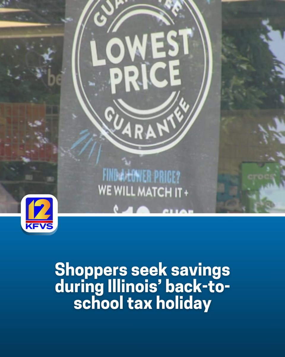 kfvsnews's tweet photo. Illinois state sales tax on back-to-school items like clothing, shoes and school supplies will drop by 5% until August 16. Here's what to know 👉 https://t.co/6JlYc3C15i https://t.co/vmkmugYbrH
