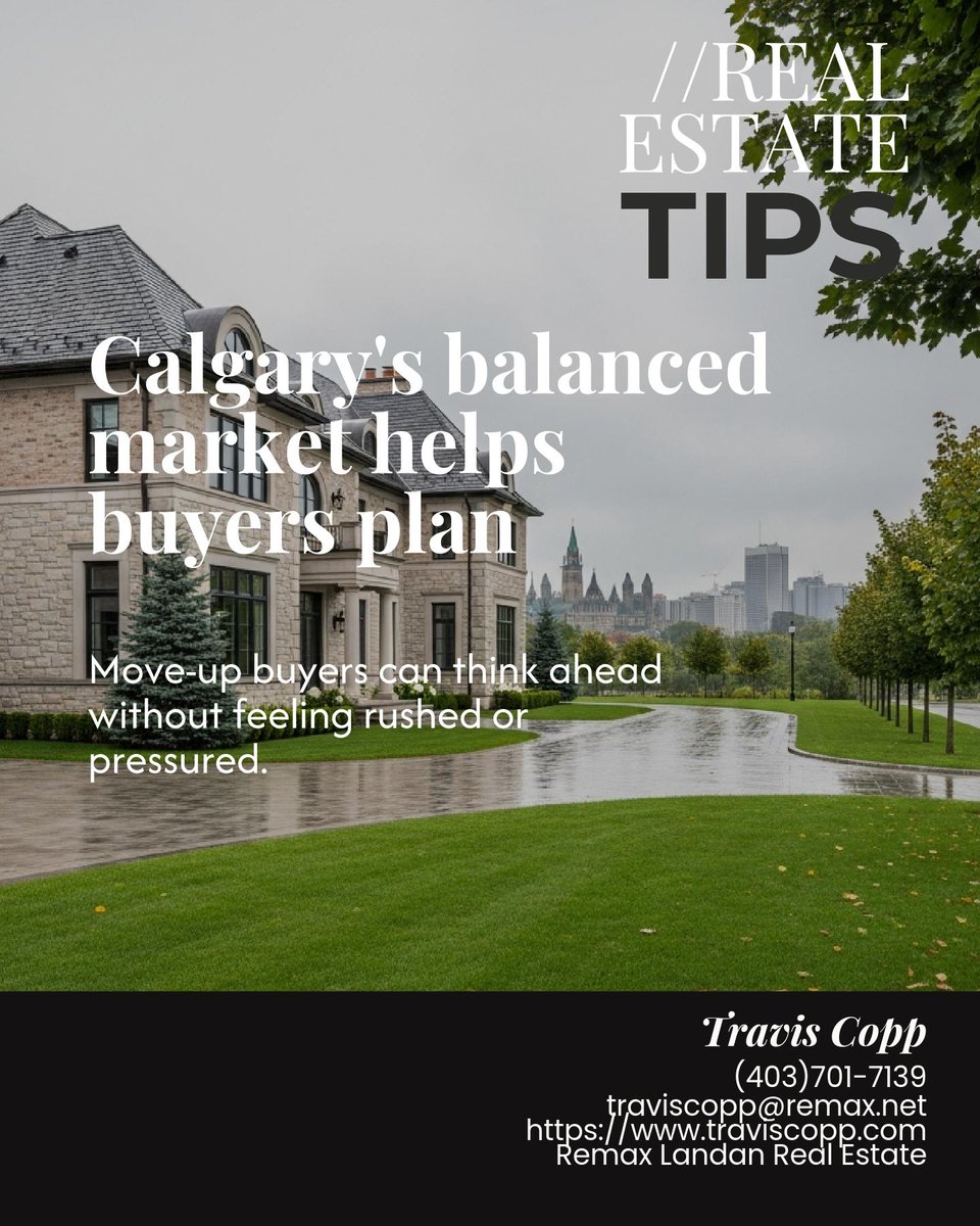 CoppTravis's tweet photo. Calgary’s balanced market means move-up buyers can plan, stage for impact, and negotiate more flexible timelines, not just rush.

Would you focus updates or rethink your pricing to compete with newer listings? https://t.co/KBXfrbG9e6