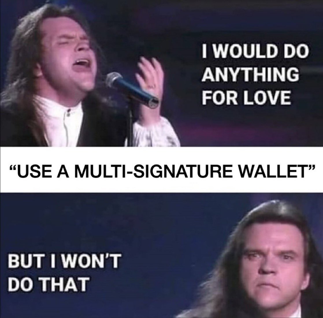 THEProoffmoney's tweet photo. I've been pounding the table for close to 10 years now on the importance of a multi-signature setup for your Bitcoin.

Videos, articles, posts, books.

Many of us can't verify everything. So we have to DISTRIBUTE the trust to MINIMIZE it.

I believe multi-sig achieves that. https://t.co/HnkjsmJIdP