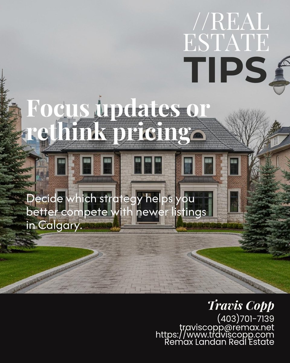 CoppTravis's tweet photo. Calgary’s balanced market means move-up buyers can plan, stage for impact, and negotiate more flexible timelines, not just rush.

Would you focus updates or rethink your pricing to compete with newer listings? https://t.co/KBXfrbG9e6