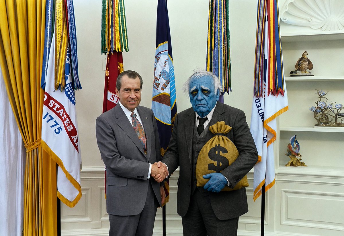 jpvdr1840's tweet photo. I TOLD PRESIDENT NIXON 
A NATIONS MOST VALUABLE ASSET 
IS ITS BILLIONAIRES AND 
EVERY CURTAIN IN THE ROOM NODDED https://t.co/9M9Z2FGV1d