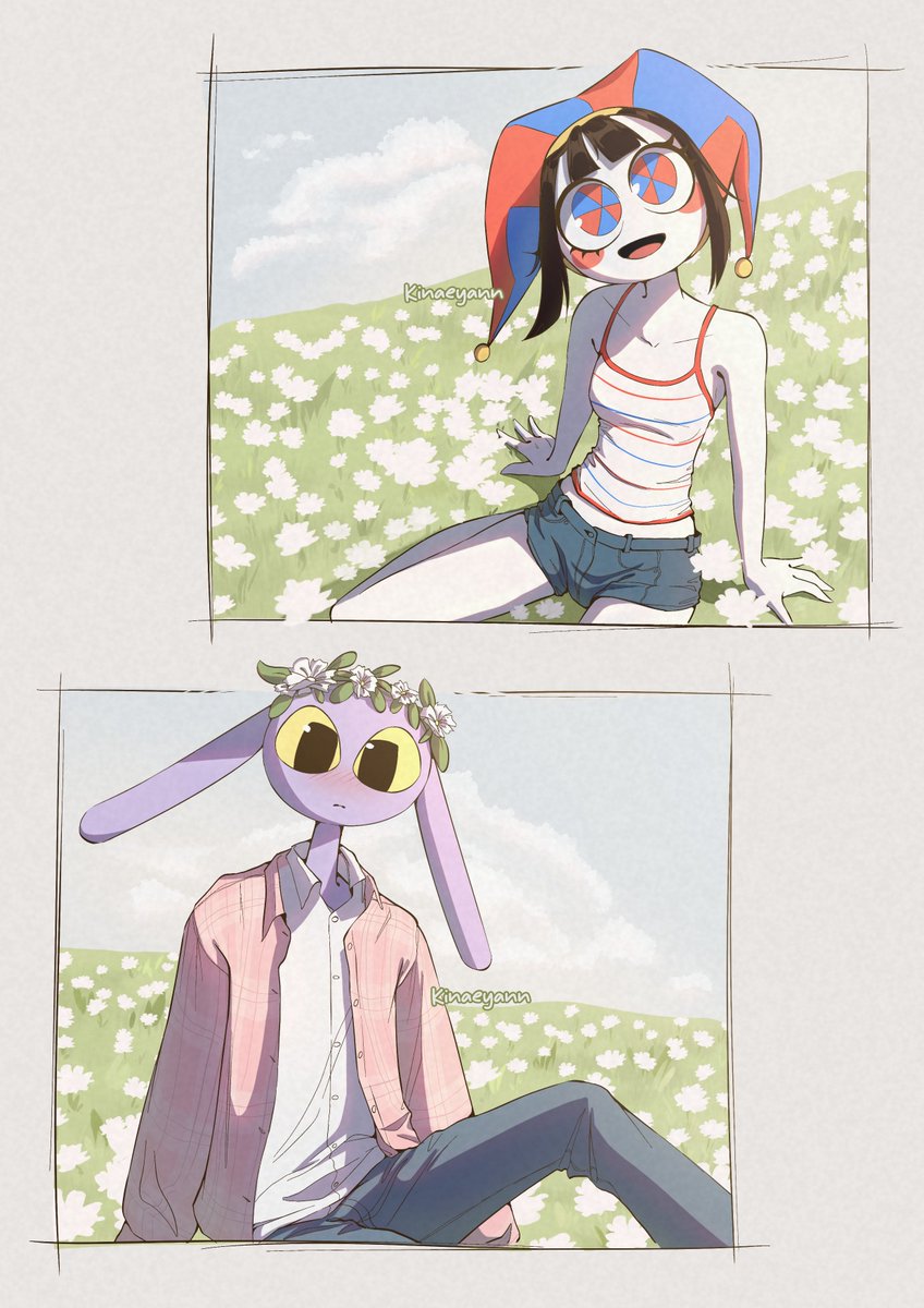 Kinaeyann's tweet photo. A little fanart of Waiting For Open Eyes from @MissingMilqBun ♡

I really loved the fanfic and I couldn't resist drawing it. Leerlo fué una curita al corazón 😭❤️

#TADC #funnybunny #jax #pomni https://t.co/jvX1zEkR1J