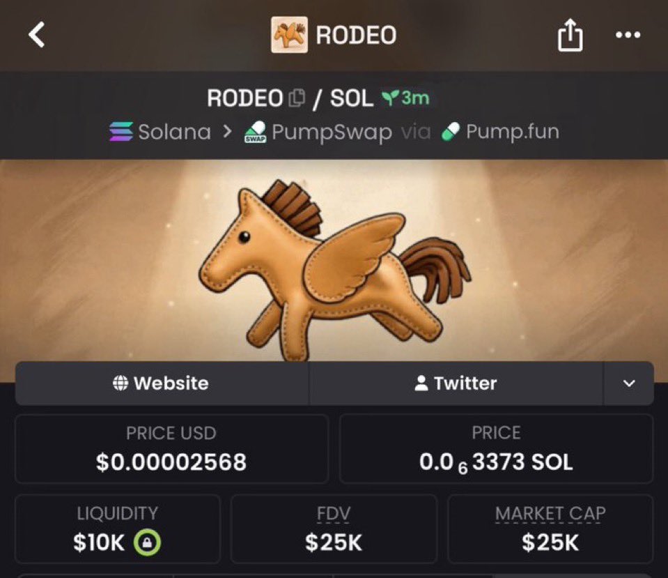 Strong6916's tweet photo. 🚀 $RODEO

$14K ➜ $25K MC 📈
Early call starting to move. 👀

CA:
Dwh9XWsGwvHZjEtLLmVqQ6recDtKYZqCgYp8rkUEpump

#RODEO #Solana #Memecoin #Crypto #Alpha https://t.co/8ZQObEssJd