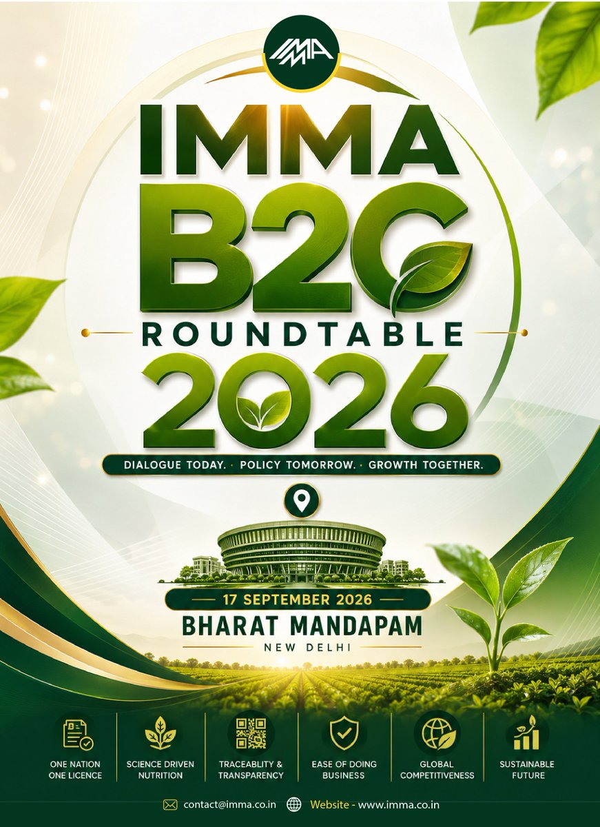 IMMAAssociation's tweet photo. 📢 IMMA B2G Roundtable 2026
Join policymakers, scientists &amp; industry leaders as IMMA hosts its B2G Roundtable Dialogue on 17 Sept 2026 at Bharat Mandapam, New Delhi.
🌱 Dialogue Today. Policy Tomorrow. Growth Together.
🌐 https://t.co/2Dxi19HdI6
#IMMA #B2GRoundtable #Agriculture https://t.co/CYBT153MxN