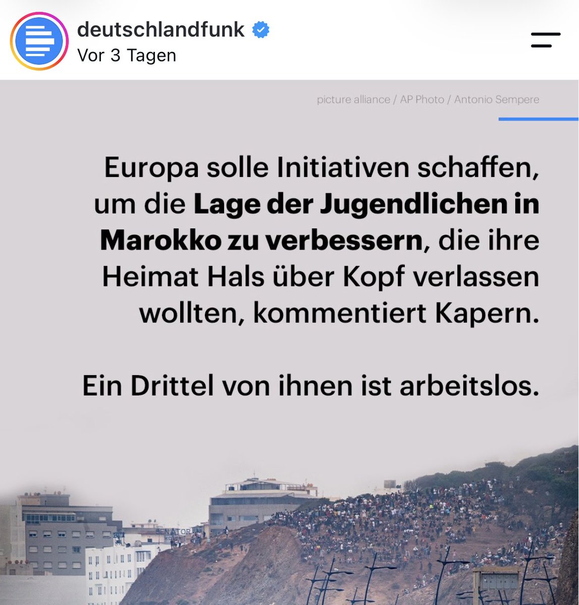 CBGSpender's tweet photo. Lieber Grünfunk,

Die Aufgabe Europas ist es, sich um die Europäer zu kümmern und nicht die Lage von Jugendlichen in Marroko zu verbessern. Das ist die Aufgabe von Marokko.

So schwer ist das eigentlich nicht. https://t.co/dzFcBu1V5v