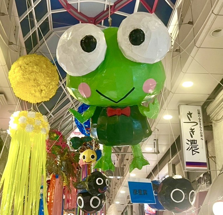 Sakitty_405's tweet photo. クロミ、けろけろけろっぴ🐸、いたずら好きであまのじゃくなペ��ギン🐧のバッドバツ丸など、サンリオ勢も！
大きなトトロのハリボテがありました！
#阿佐谷七夕まつり https://t.co/x71Pa4qCDw
