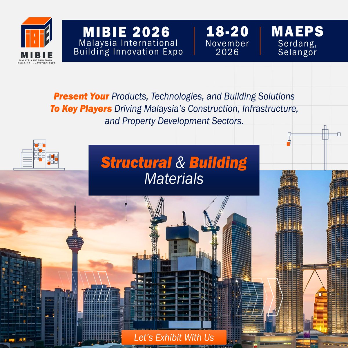 Archibuildmag's tweet photo. Whether you're looking to showcase your latest innovations as an exhibitor or source cutting-edge solutions as a trade visitor, MIBIE 2026  is your ultimate gateway to industry growth! 
Date: 18–20 Nov 2026 at Hall A, MAEPS Serdang. 
Visit: https://t.co/ElIPsRPtIs
#MIBIE2026 https://t.co/txJzADqTbo