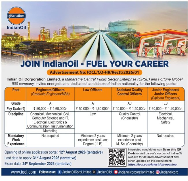 ajsinghrawat's tweet photo. IOCL Junior Engineer Notification Out✅ https://t.co/esnBtpdwkO