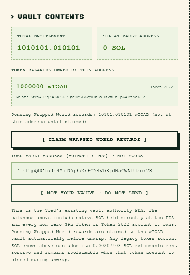 itswrappedtoads's tweet photo. We've had the first collection launched using Wrapped World.

Launch fee has been distributed to all vaults. Head on over to your vaults to claim your rewards.

The first of many. 🐸 https://t.co/ylKbIJth6d