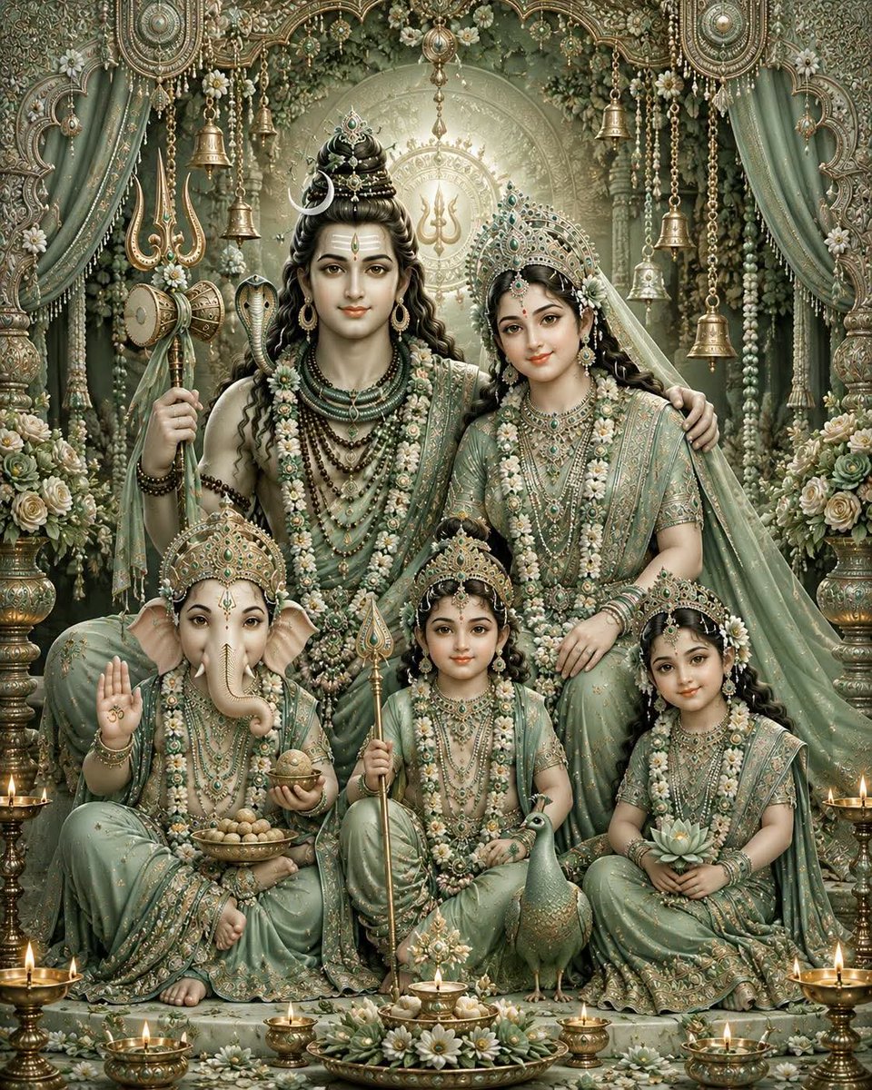 Lodhijeetvarma's tweet photo. शिव परिवार की दिव्यता हमें बताती है। कि घर की असली सुंदरता दीवारों में नहीं, बल्कि उन रिश्तों में होती है। जहाँ प्रेम और सम्मान साथ रहते हैं। 🇮🇳♥️🌹🌺🙏🚩 https://t.co/WS7eF6PnWB