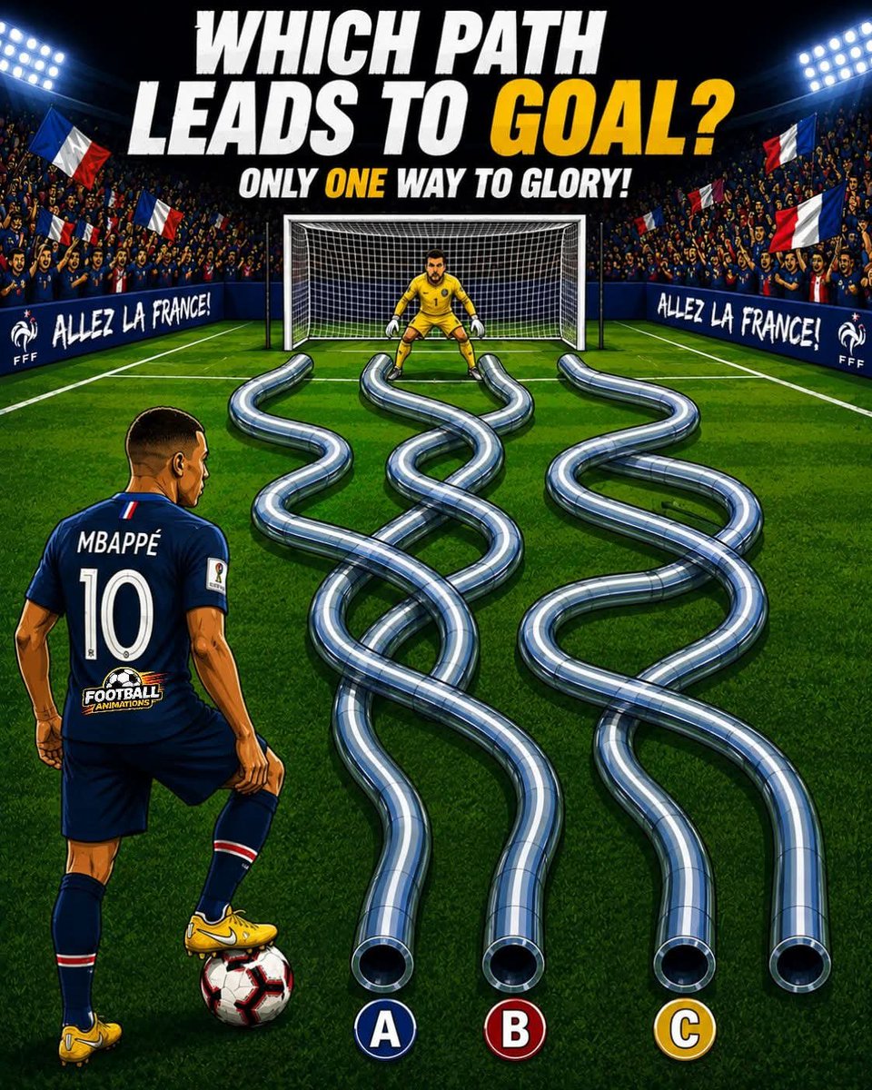 Laraib_Fatiima's tweet photo. πββοΈ MbappΓ©'s Race to Goal! β½π₯ | Football Animations
π Choose the Path: A, B, or C
#Mbappe #FootballPuzzle #RaceToGoal #FootballAnimations #SoccerChallenge https://t.co/fSnEdhXALb
