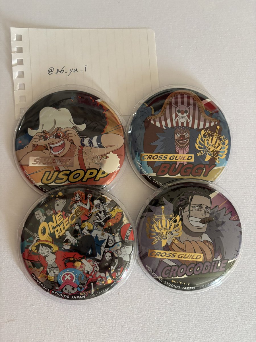 26_yu_i's tweet photo. 【交換/譲渡】
USJ プレショ コレクタブル缶バッジ ワンピース ONEPIECE

譲:ウソップ、バギー、一味集合、クロコダイル
求:定価、ハンコック

まとめて交換、後日パーク内手渡し優先

「ハンコックのみ」「定価のみ」「ハンコック＋定価」でも構いません
検索からでもお気軽にお声がけください🍀 https://t.co/DCsmG5yF4X