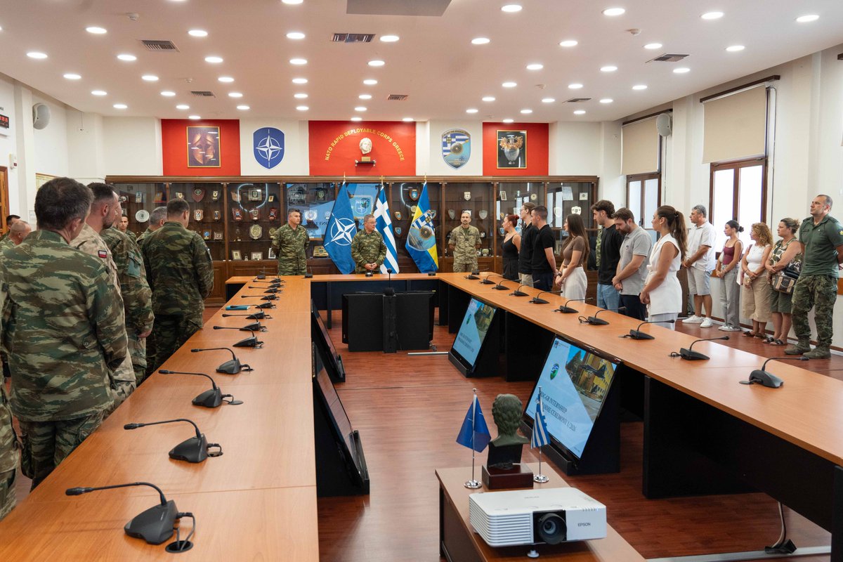 NRDC_GR's tweet photo. @NRDC_GR marked the successful completion of Internship Program 2026/I! COS Maj Gen Vasileios KIOUSIS awarded certificates & letters of recommendations to the graduating interns.
#NRDCGR #NATO #Internship #WeAreNATO #InternshipProgram #GraduationCeremony #MilitaryExcellence https://t.co/muFKThVH71