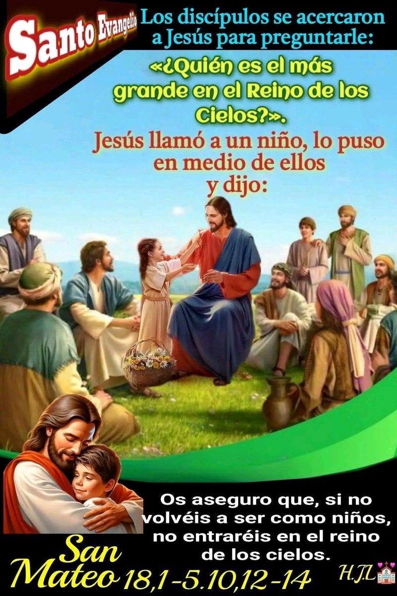 ervin_siles's tweet photo. Alleluia
Matthew 11:29
R. Alleluia, alleluia.
Take my yoke upon you and learn from me,
for I am meek and humble of heart.
R. Alleluia, alleluia.

Gospel
Matthew 18:1-5, 10, 12-14
The disciples approached Jesus and said,
“Who is the greatest in the Kingdom of heaven?”
He called a child over, placed it in their midst, and said,
“Amen, I say to you, unless you turn and become like children,
you will not enter the Kingdom of heaven.
Whoever becomes humble like this child
is the greatest in the Kingdom of heaven.
And whoever receives one child such as this in my name receives me.

“See that you do not despise one of these little ones,
for I say to you that their angels in heaven
always look upon the face of my heavenly Father.
What is your opinion?
If a man has a hundred sheep and one of them goes astray,
will he not leave the ninety-nine in the hills
and go in search of the stray?
And if he finds it, amen, I say to you, he rejoices more over it
than over the ninety-nine that did not stray. 
In just the same way, it is not the will of your heavenly Father
that one of these little ones be lost."