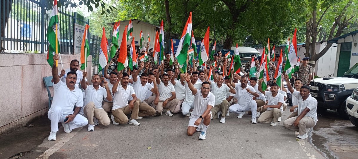 70bncrpf's tweet photo. As part of the Govt. of India’s #HarGharTiranga Campaign, 70 Bn CRPF organised a Tiranga Rally at Tihar Jail  on 11 Aug 2026. All officers and jawans of 70 bn participated Tiranga Rally. https://t.co/0RvdbKzMk2