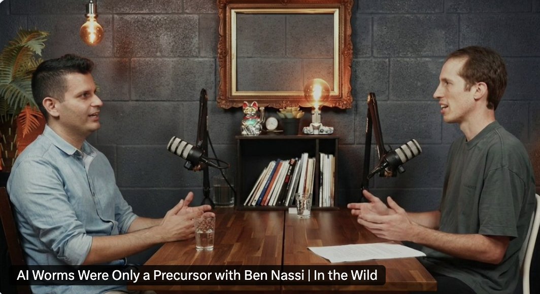 CinthiaP's tweet photo. If you work anywhere near AI security, @ben_nassi is someone worth listening to.

He joins @zenitysec's @mbrg0 for the inaugural episode of 🎙️#InTheWild🎙️to talk AI worms, promptware, what’s coming next.

Tune In🎧

Spotify: https://t.co/K0FXkqBSe1
Apple: https://t.co/Uhmrnnc7nD https://t.co/aTM84BS430