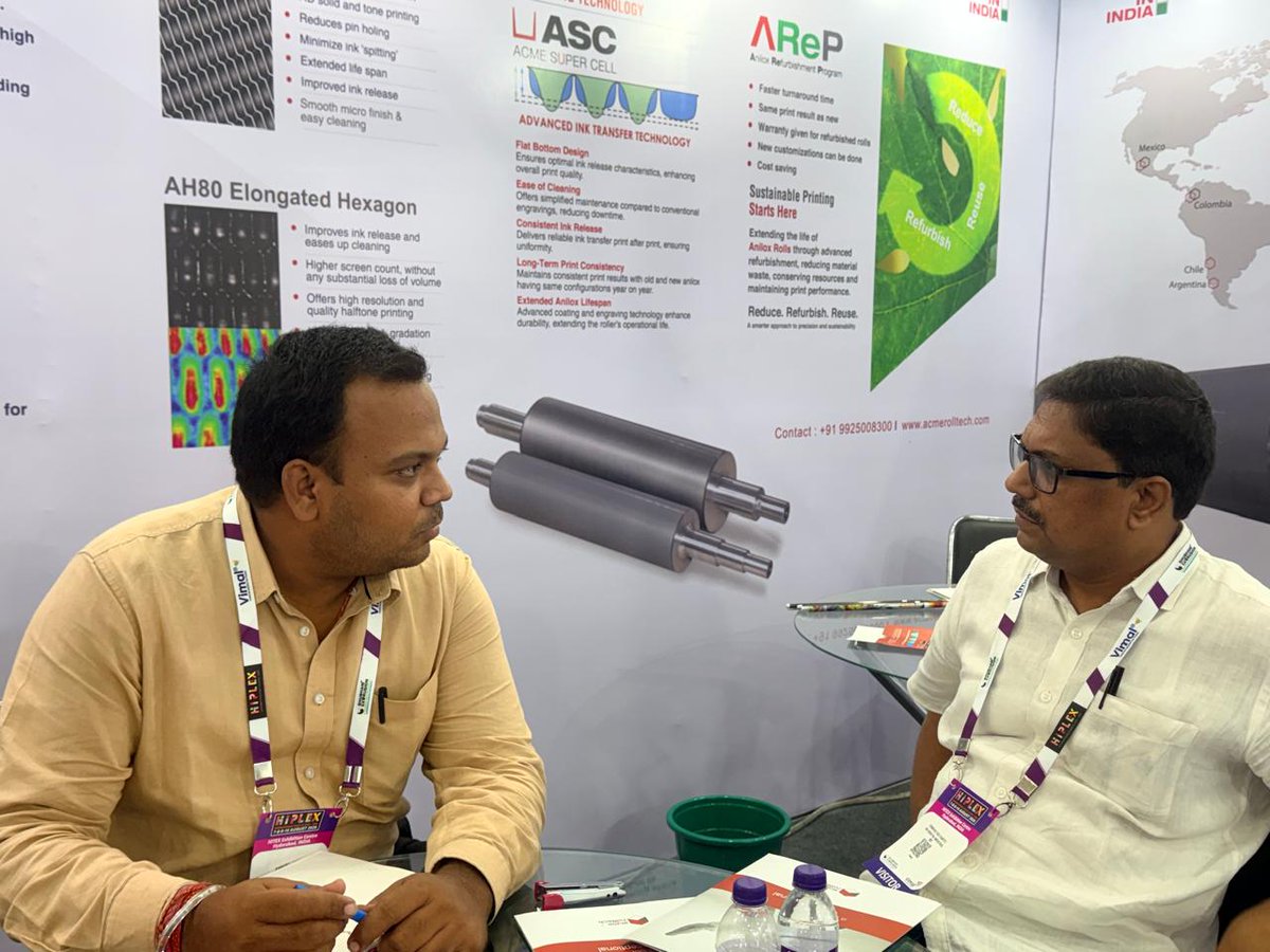 AniloxIndia's tweet photo. Final day at HIPLEX 2026.
Acme Rolltech wraps up with meaningful conversations, valuable connections and a great experience.
Grateful to everyone who visited us at Hall 7B | Stall 12.
#hiplex2026 #acmerolltech #aniloxrolls #aniloxsleeves #flexoprinting https://t.co/yjsscxquEs