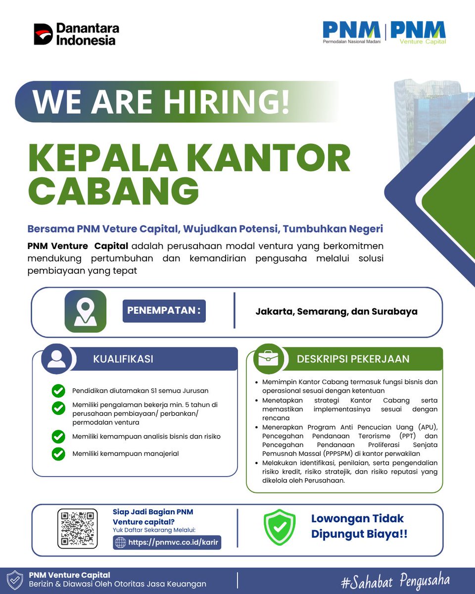 lokersbyterbaru's tweet photo. .
PT. PNM Venture Capital (@pnmventurecapital) adalah Perusahaan yang bergerak dalam penyertaan modal dan pembiayaan produktif bagi UMKM (Usaha Mikro, Kecil, dan Menengah) dan para pelaku usaha

Link Pendaftaran : https://t.co/j6xY1Av02z

https://t.co/lyRkKKnMiP https://t.co/TEDeFWTqiX