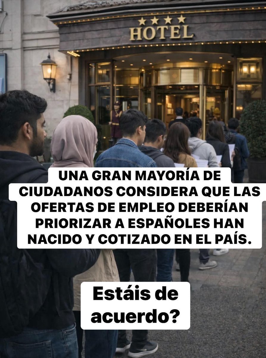 voxsincomplejo's tweet photo. UNA GRAN MAYORÍA DE CIUDADANOS CONSIDERA QUE LAS OFERTAS DE EMPLEO DEBERÍAN PRIORIZAR A QUIENES HAN NACIDO Y COTIZADO EN EL PAÍS.
#PrioridadNacional https://t.co/2nBlvhmgsg