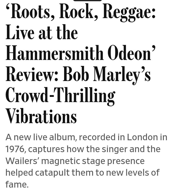 WhitStillman's tweet photo. Peak Marley - Live in London #giftarticle - review via @WSJarts https://t.co/QtY9DpUS18 https://t.co/Mt7CG7cevq