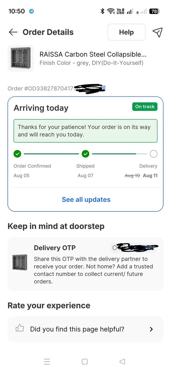 Jaspreet9728's tweet photo. @Flipkart @flipkartsupport I had placed an order on 5th Aug and delivery was promised on 7th Aug but the order kept on getting postponed. Now it is showing delivery on 11th on App and 12th on Watsapp. What is this? If you can't deliver a product why you are accepting orders. https://t.co/Yfeu0R7doc