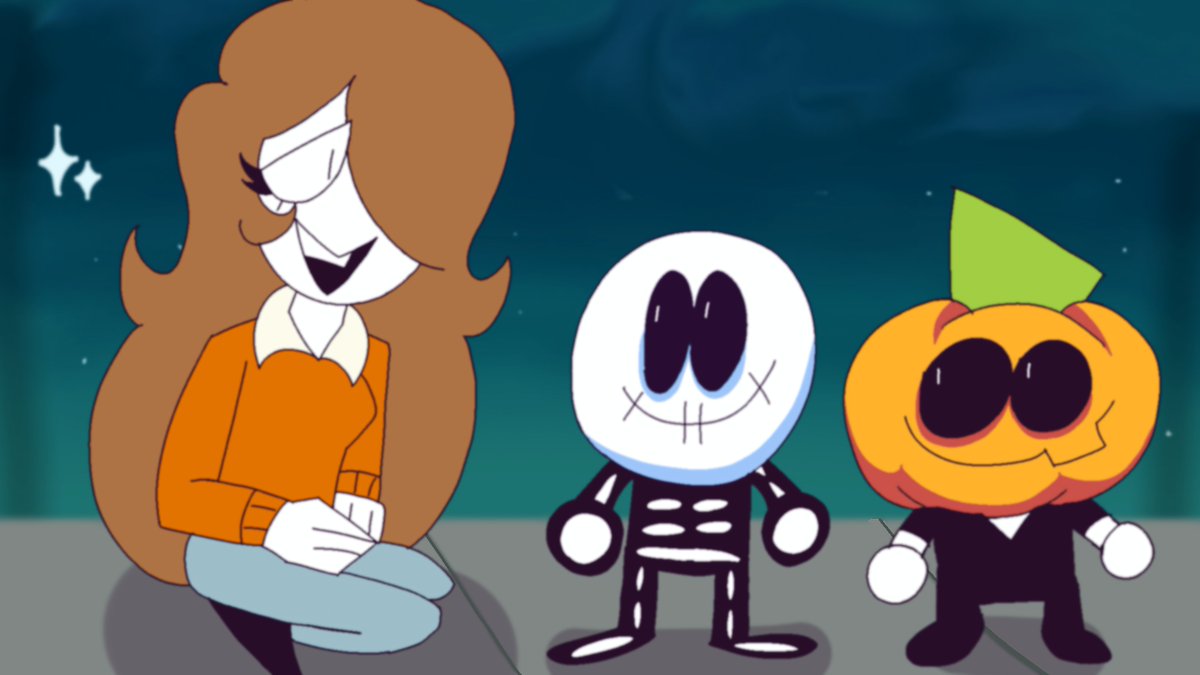 NeonX115's tweet photo. 🎃🍂Fake Spooky Month screenshot of Becky interacting with Skid and Pump!^^ 🍁 (I'm genuinely glad I felt bored enough to draw this because it came out so canon and ✨️Peak✨️) #spookymonthoc #skidandpump #fakescreenshot https://t.co/7Y64t5rBBB