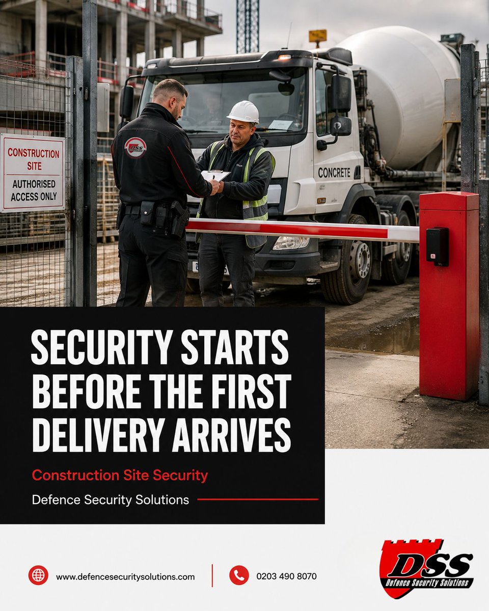 Security_DSS's tweet photo. ๐งConstruction site security starts before the first delivery arrives.
โ
Verifying deliveries
โ
Controlling site access
โ
Checking authorised vehicles
โ
Recording site activity
๐ https://t.co/9rzdfxRZyO
๐ 0203 490 8070
#ConstructionSecurity #UKSecurity https://t.co/PLB0iYAz9Z
