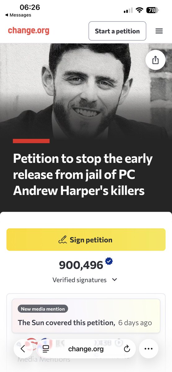 NormanBrennan's tweet photo. BREAKING NEWS! The Petition to Keep Two Laughing Police Killers of PC Andrew Harper in prison longer than 50% mark has smashed through 900,496 that’s equivalent to Wembley Stadium being filled to Capacity TEN TIMES over> GREAT support from Police Family &amp; Public! Thank You All 👏 https://t.co/kLSVg5JBhb