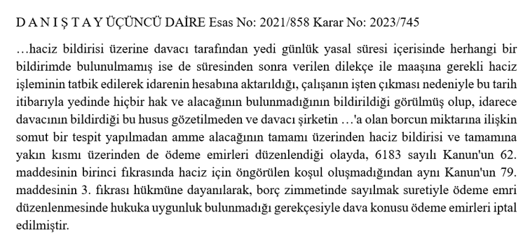 vergi38's tweet photo. 6183 sayılı kanunun 79. madde kapsamında gönderilen ödeme emrinin gerekli araştırma yapılmadan düzenlenmesinin hukuka aykırı olduğuna ilişkin karar https://t.co/28pSSdh31Q