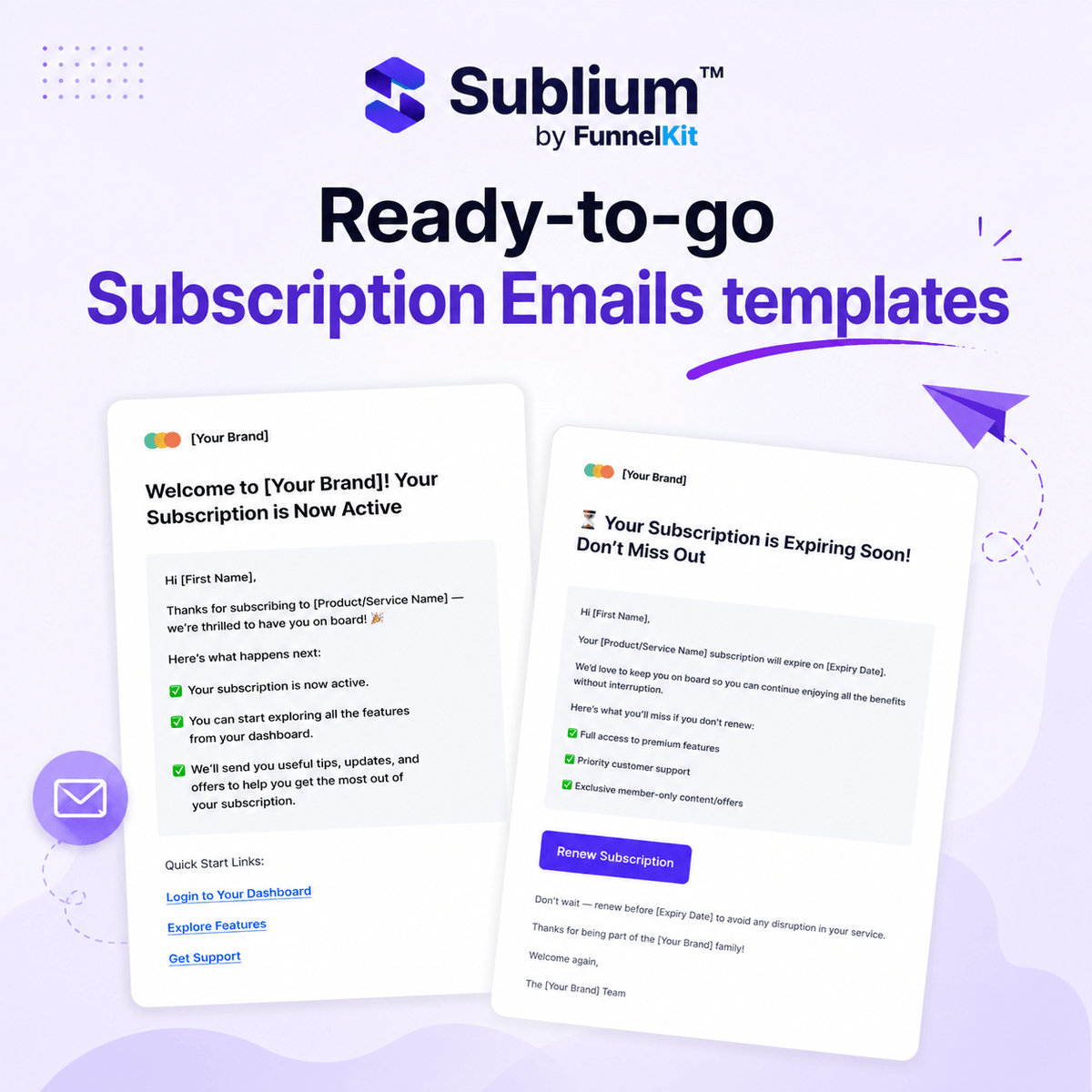 TeamSublium's tweet photo. 📩 Subscription emails, made easy.

Use ready-to-go templates to send personalized email notifications automatically.

✨ Renewal reminders
📈 Upsell emails
🔔 Installment alerts
💌 Personalized subscriber communication
Save time and keep your subscribers informed at every step. https://t.co/dKoOQsDava