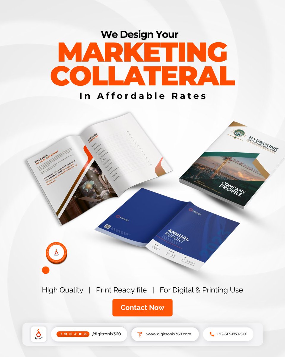 digitronix360's tweet photo. From company profiles and annual reports to brochures and marketing collateral, we design high-quality, print-ready materials that help your brand stand out. 

#Digitronix360 #MarketingCollateral #GraphicDesign #Branding #CompanyProfile #BrochureDesign #AnnualReport https://t.co/gtu6KUi4K7