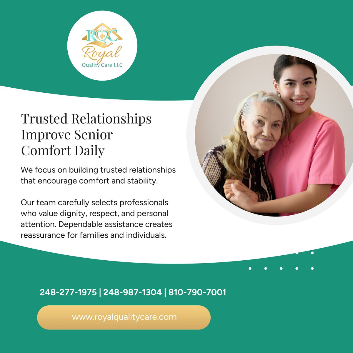 _royalquality's tweet photo. Trust matters when families choose assistance for a loved one. 🏡 Respectful interaction and personal attention can help seniors feel more comfortable during daily routines.  Dependable professionals can also create a more reassuring experience for families. 

#AllServingMichigan https://t.co/jBjd5xTE6Z