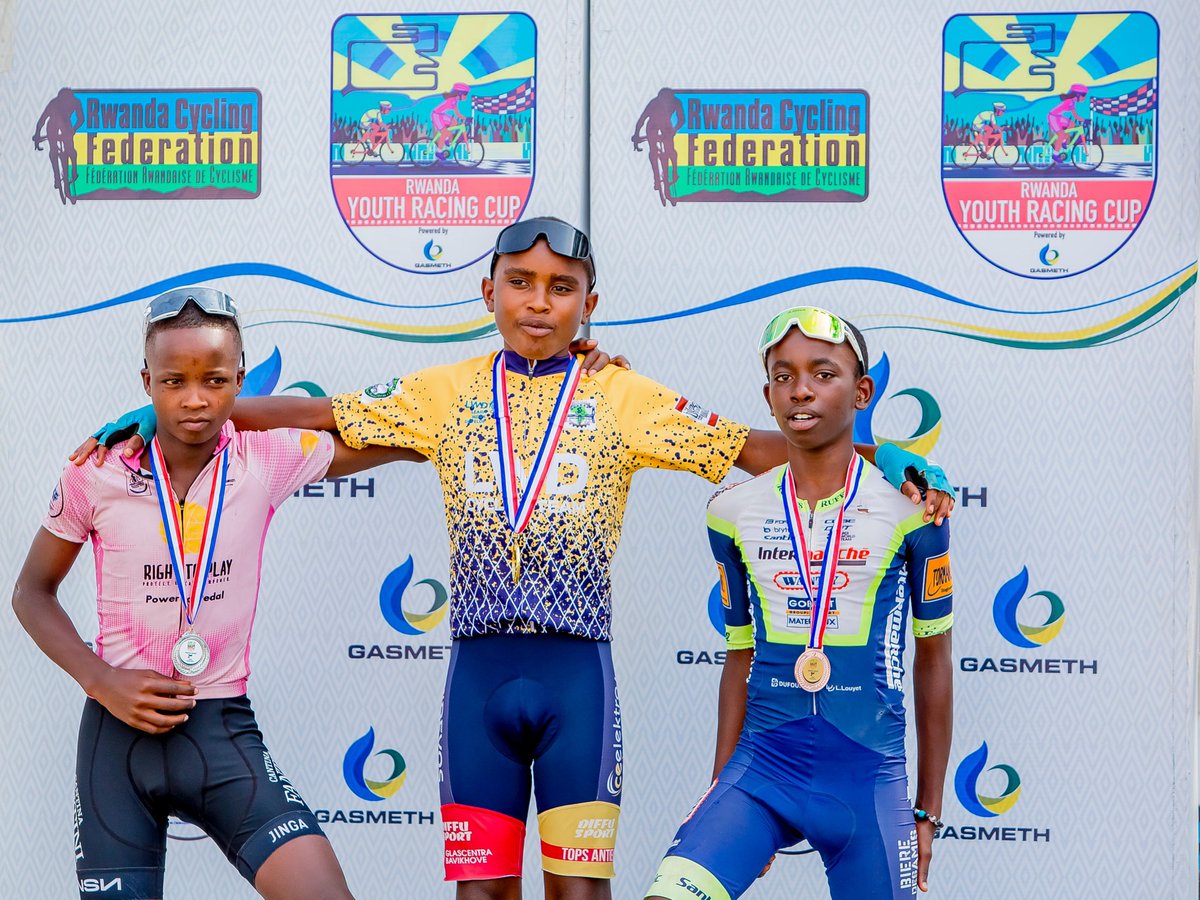 cyclingrwanda's tweet photo. Rwanda Youth Racing Cup 2026
▪️Round 7
▪️Podium Photos & Results
▪️Minimes Boys (U15)
🥇Igiraneza Thadée (LWD Cycling Team)
🥈Iradukunda Kevin (Bugesera Cycling Team)
🥉Kwizera Eric (Cine Elmay)
#GasMeth #GSF #YouthRacingCup2026 #YouthRacingCup #Rwanda https://t.co/5opsdQqGLh