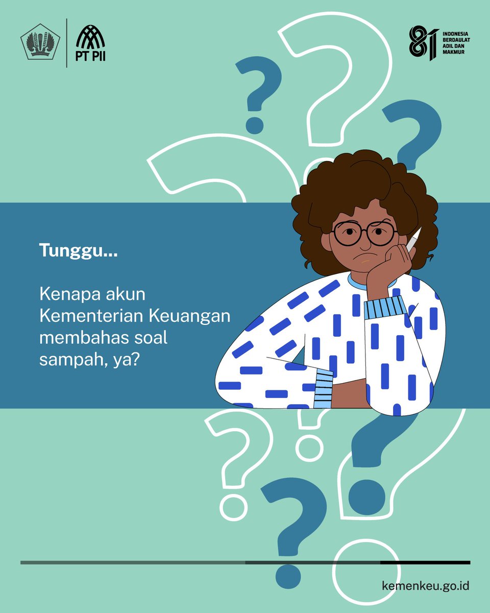 KemenkeuRI's tweet photo. Sampah dan #UangKita ternyata berkaitan. 👀

Kok bisa?

Pengelolaan sampah bukan cuma urusan lingkungan. Ada investasi dan pembiayaan yang ikut berperan di dalamnya.

Yuk, cari tahu di sini. 👇🏻 https://t.co/2Ot1pSi5hV
