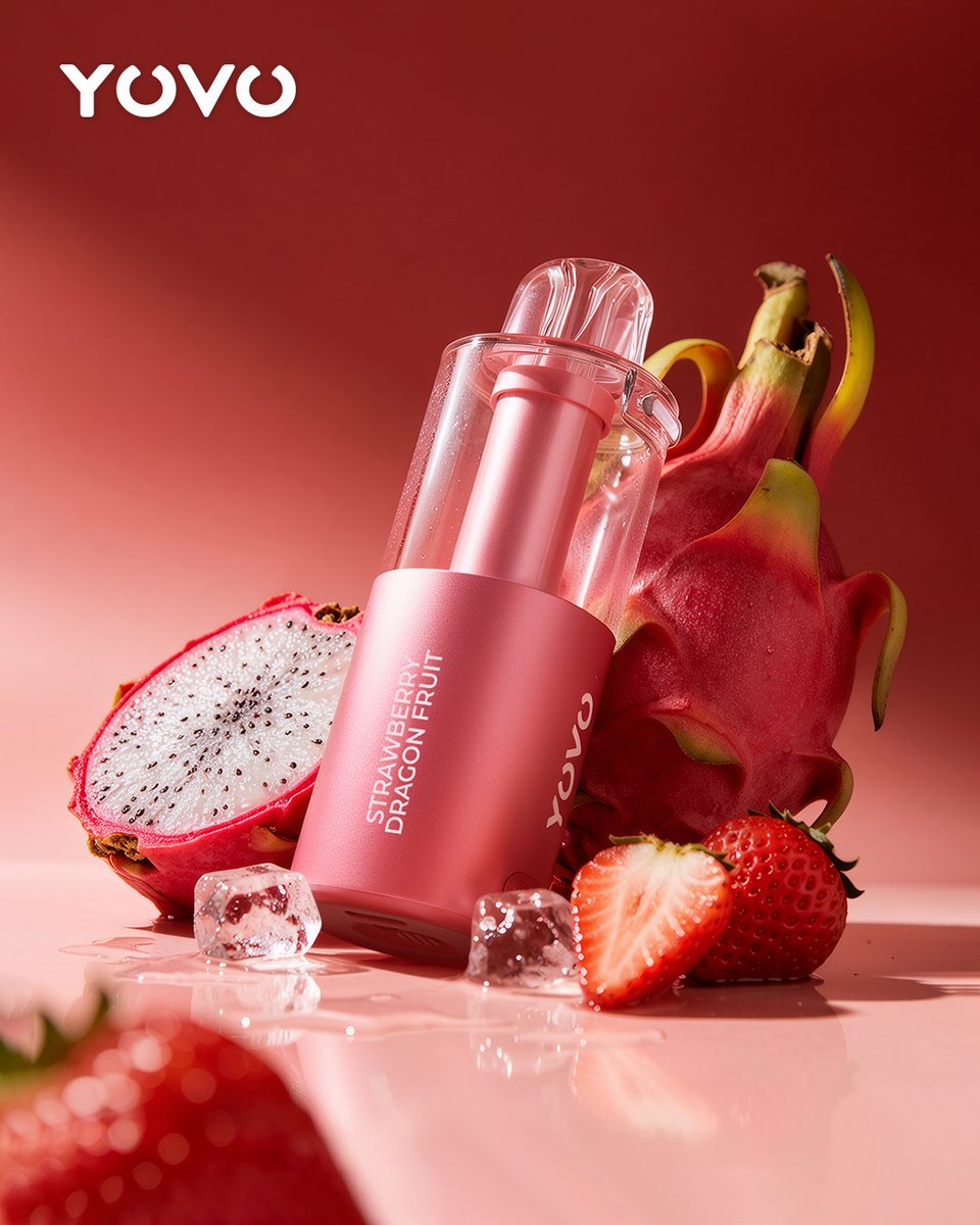 YOVOVAPE's tweet photo. Ripe strawberry, fresh dragon fruit, and that juicy pink tropical rush. Meet STRAWBERRY DRAGONFRUIT.🍓
#yovo #JB50000 #newlaunch #strawberrydragonfruit https://t.co/VzmNHPkBTJ
