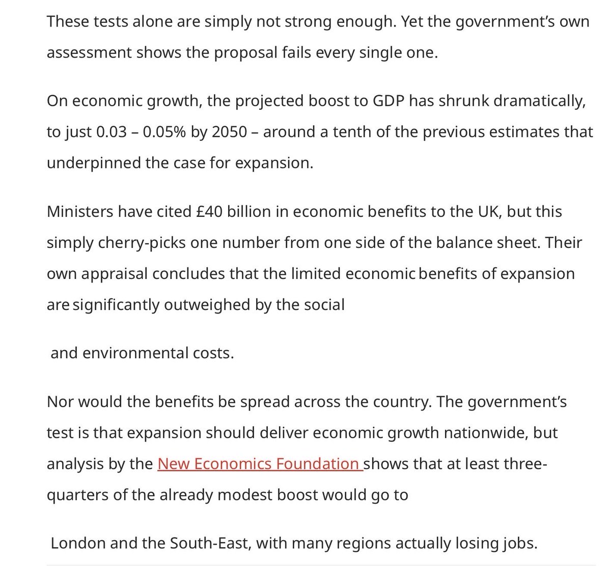 MareByrne's tweet photo. @monicabeharding @ElmbridgeLibDem Have your say. https://t.co/xbsWs8JbSH This article sums it up @transportgovuk says a 3rd runway must pass 4 tests. Yet @UKParliament own assessment shows the proposal fails every single one. Don’t miss this opportunity to oppose. Guide @The_AEF https://t.co/BnXvAvv7ev