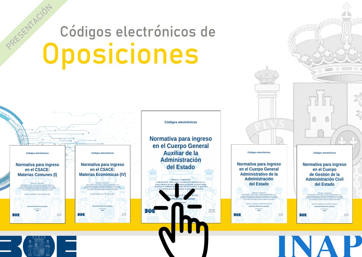 060gobes's tweet photo. ¿Opositas a Cuerpos Generales de la #AGE? 👀
Recuerda que hay #CódigosBOE de apoyo a la preparación de #oposiciones
👉 https://t.co/74NEHZAH0R
#EmpleoPúblico https://t.co/1erPdO6oS7
