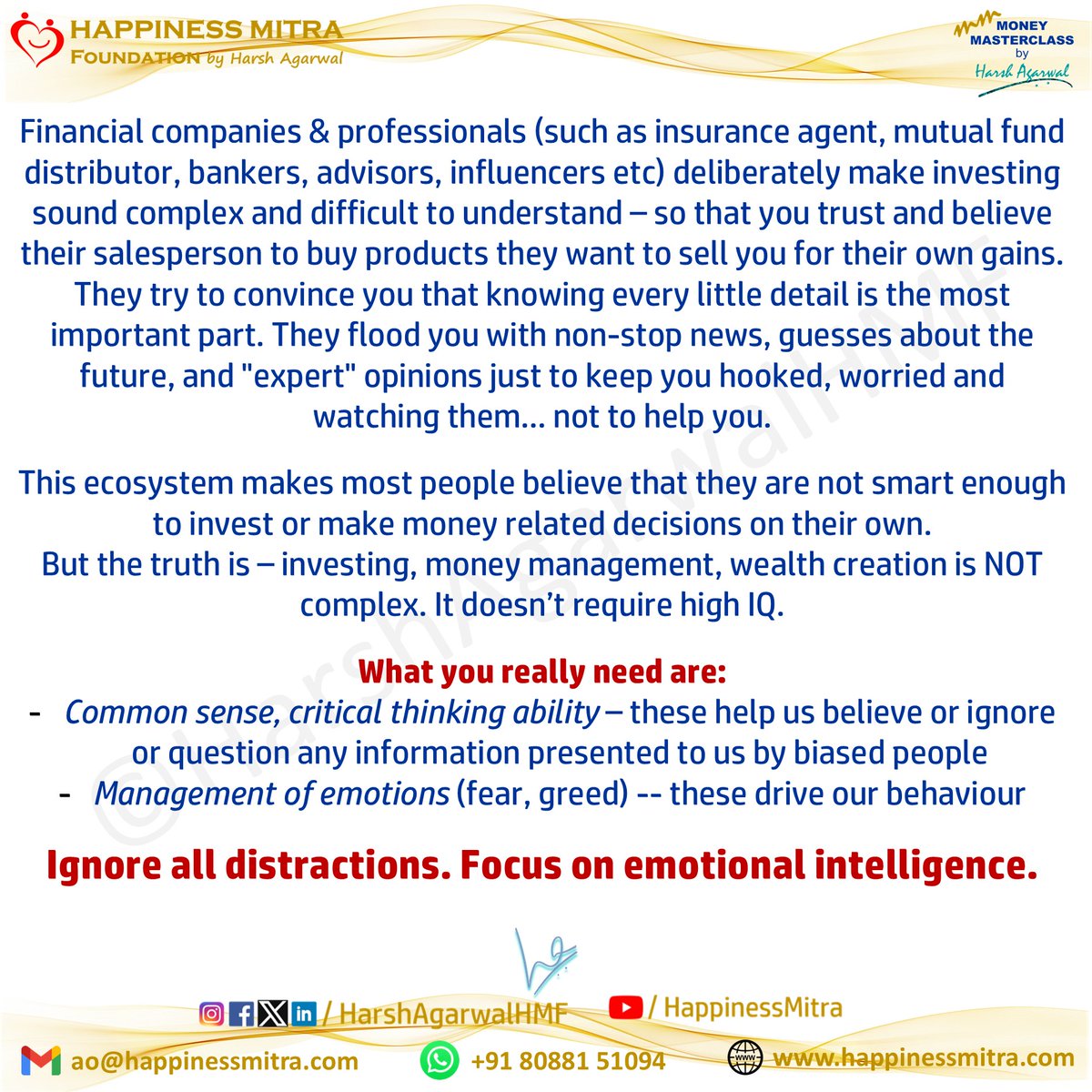 HarshAgarwalHMF's tweet photo. #PersonalFinance #Investing #EmotionalIntelligence #FinancialLiteracy #FinancialAwareness https://t.co/Z36YslPKs4