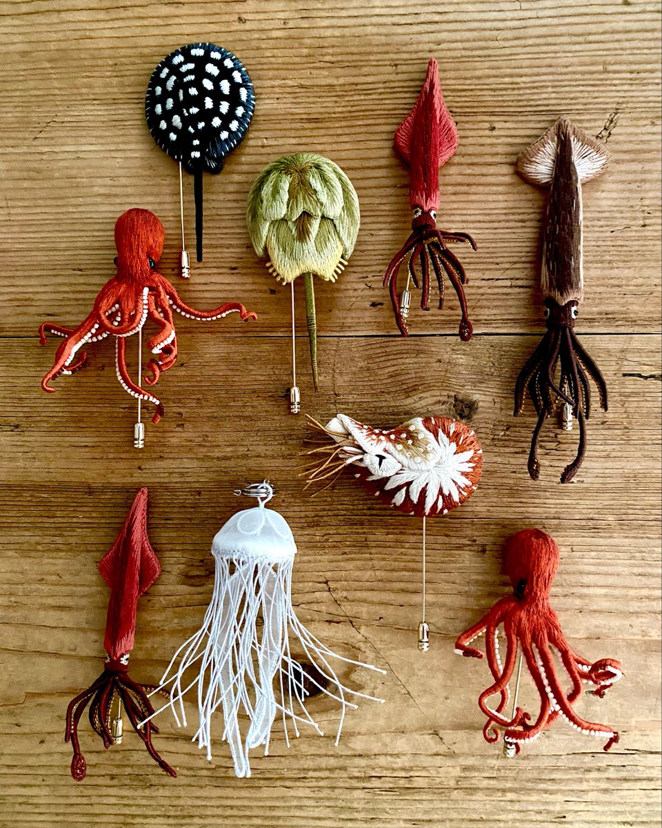 kippermum's tweet photo. #一次創作祭り夏の陣2026
立体刺繍の海の生き物たち https://t.co/5qN8Cid5gi