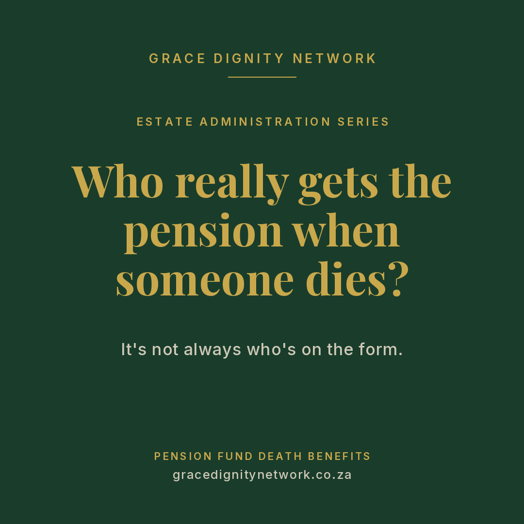 GraceNetworkZA's tweet photo. When someone dies, their pension doesn't just go to whoever's named on the form — under Section 37C, trustees decide. Know how it works so you can claim what's yours, faster. 👉 https://t.co/UNKbqLjEzh https://t.co/D8L2eCNYPR