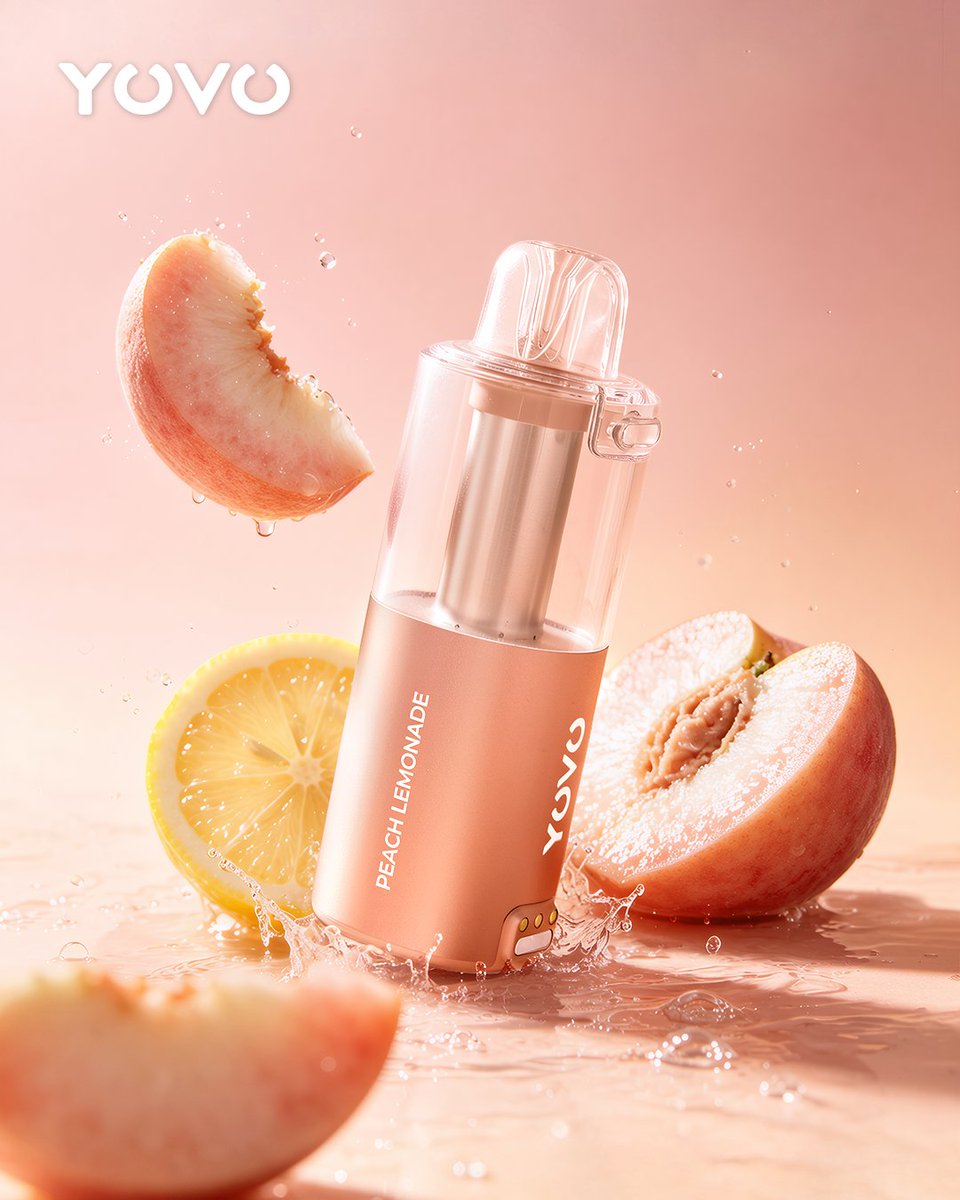 YOVOVAPE's tweet photo. PEACH LEMONADE blends soft peach nectar with a bright squeeze of lemon. 🍑🥤
#yovo #jb50000 #newlaunch #peachlemonade https://t.co/vtxIjCe1NQ