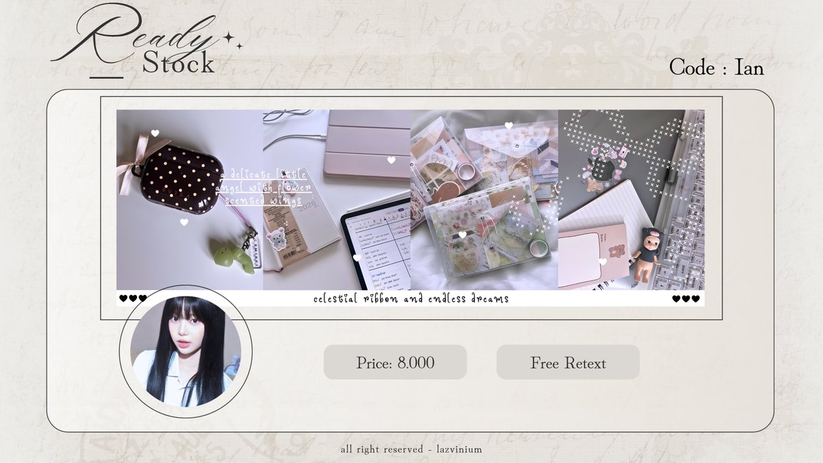 lazvinium's tweet photo. Help repost, thank you! ❤︎

Holaa, sweetlings! Aku punya layout ready stock Yuha, Ian, Carmen, dan Yeon H2H dengan price yang tertera di pict. Bisa jemput layoutnya melalui dm atau telegram Lily yaa 🎀💓

#bealanja https://t.co/LtX674dP2H