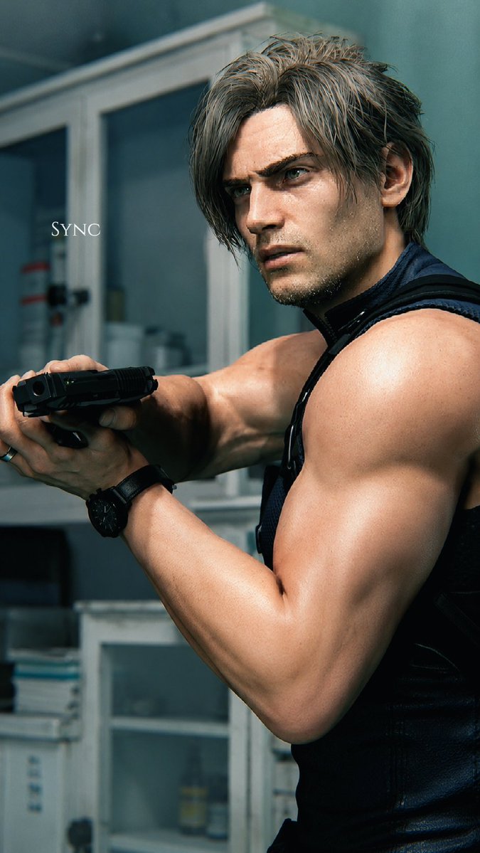 Synclsk_'s tweet photo. Good Morning 🥵 Oh Leon... My strong man 😍

 - Mod @DazzyAllen14 🤩

#ResidentEvil #LeonsKennedy #Rebhfun #RE9 https://t.co/ZS4trp77P8